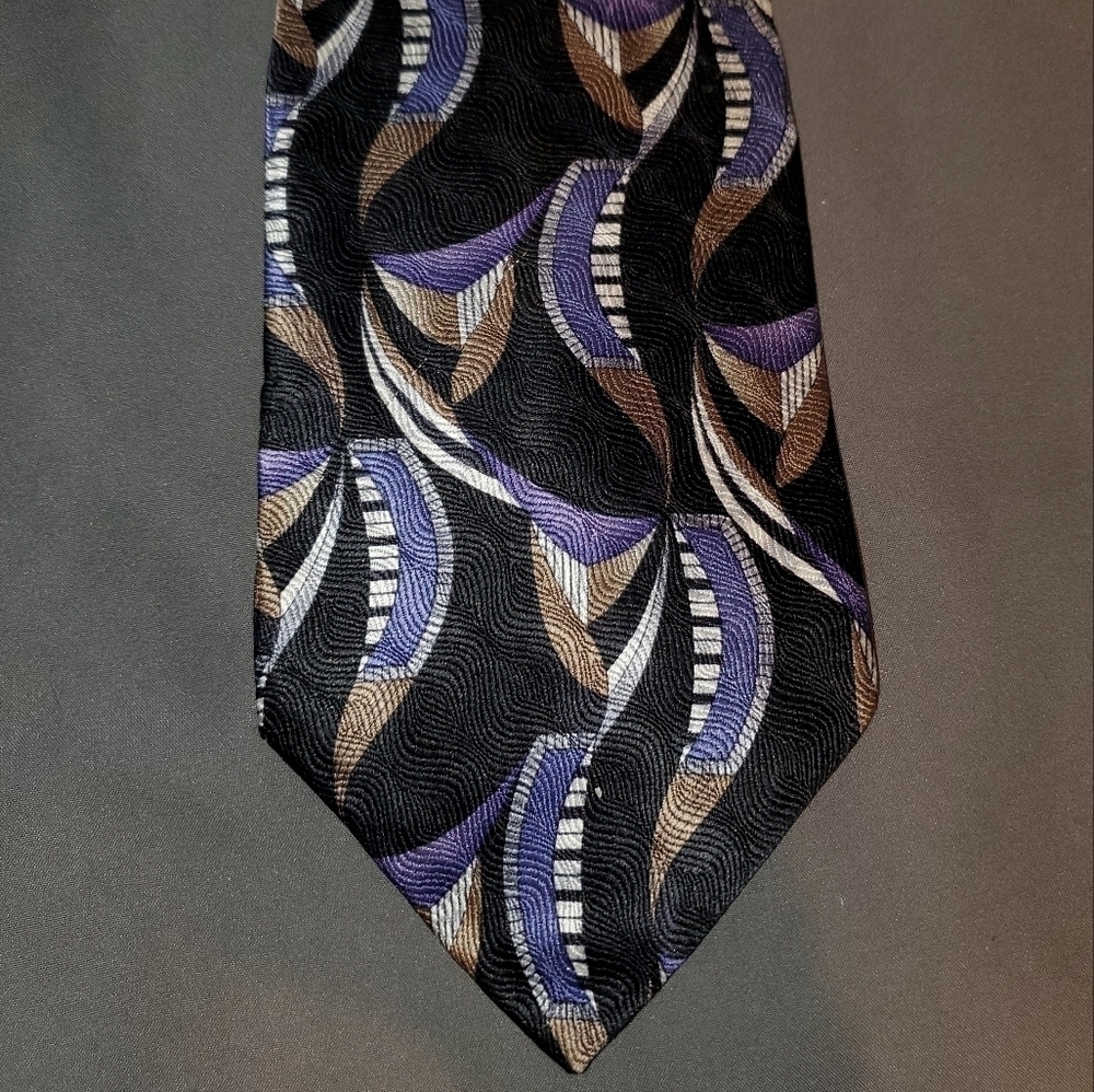 NEW Black, blue, cream patterned tie - ALBERT NIPON